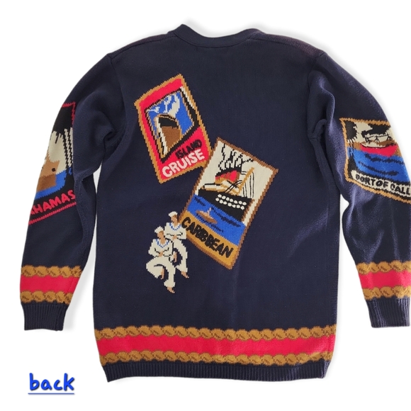 Vintage 90's Nautical Printed Cardigan small - Picture 5 of 7